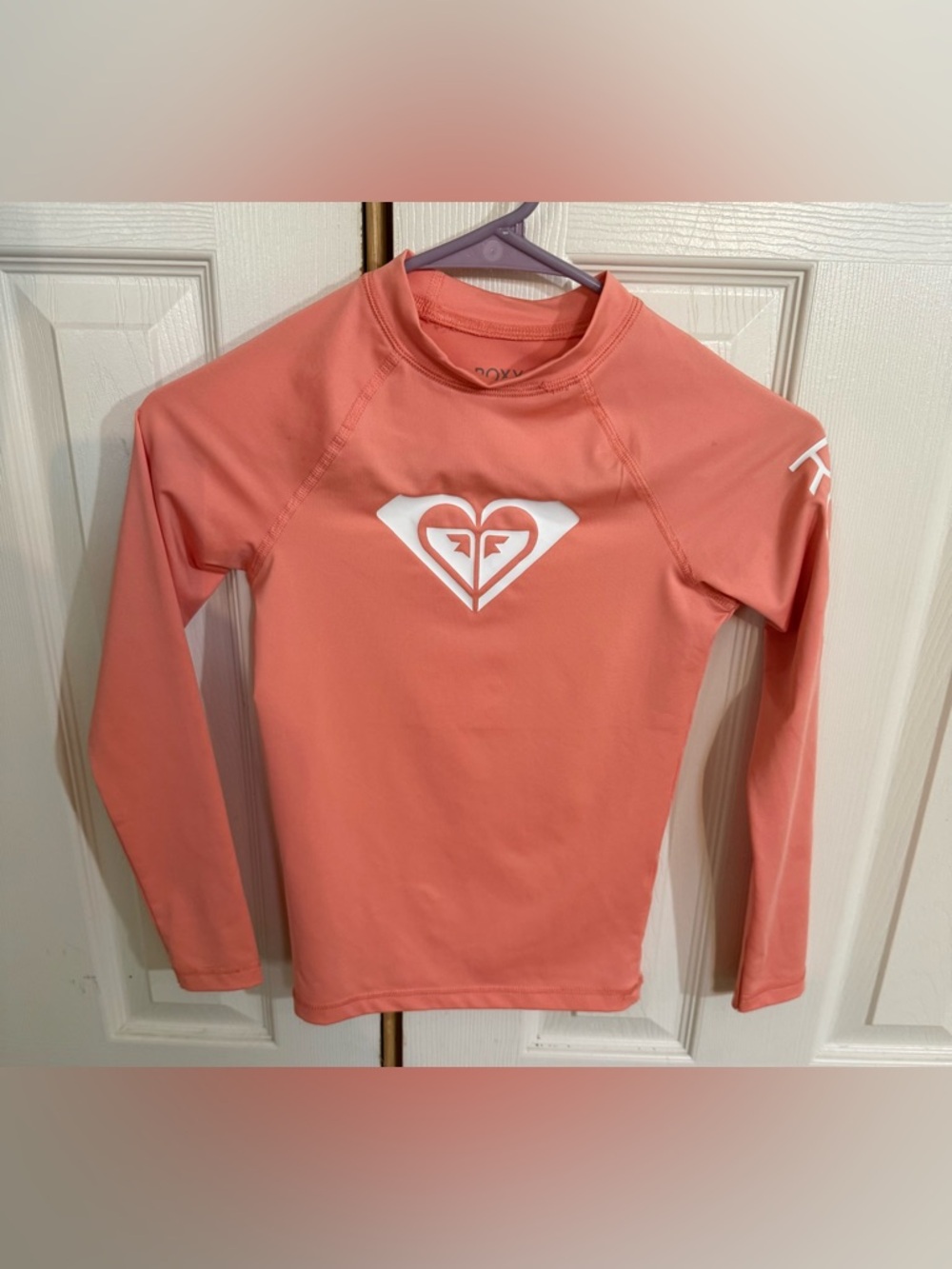 Roxy Girls' Long Sleeve Coral-Pink Rash Guard
